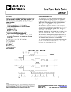 SSM2604 Low Power Audio Codec Data Sheet (Rev. 0)