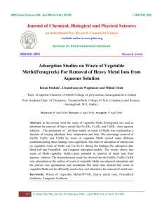 Journal of Chemical, Biological and Physical Sciences Adsorption