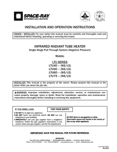 INSTALLATION AND OPERATION INSTRUCTIONS INFRARED