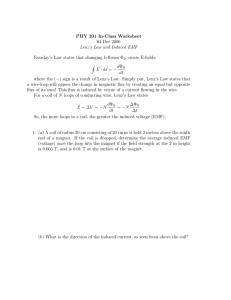 PHY 201 In-Class Worksheet 04 Dec 2006 Lenz`s Law and Induced