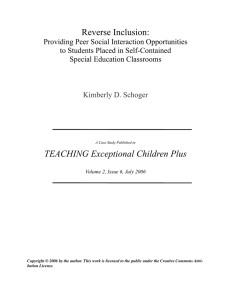 Reverse Inclusion: TEACHING Exceptional Children Plus