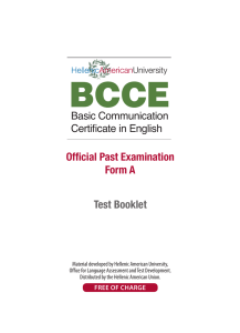 BCCE™ Official Past Examination Candidate Booklet
