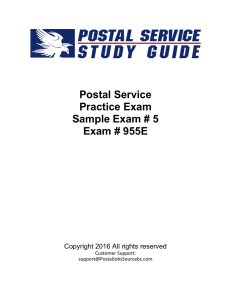Postal Service Practice Exam Sample Exam # 5 Exam # 955E