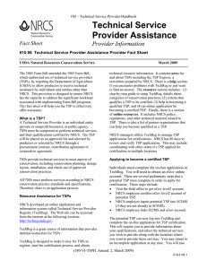 Technical Service Provider Assistance