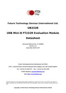 UB232R USB Mini-B FT232R Evaluation Module Datasheet