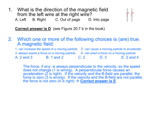 1. What is the direction of the magnetic field from the