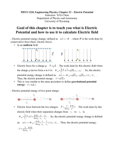 Goal of this chapter is to teach you what is Electric Potential and how