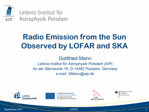 Radio Emission from the Sun Observed by LOFAR and SKA