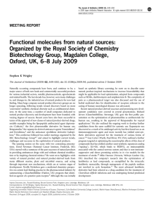 Functional molecules from natural sources: Organized by