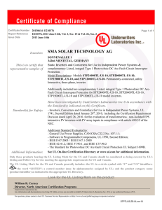 UL - Certificate of Compliance - SUNNY TRIPOWR