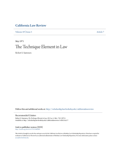 The Technique Element in Law - Berkeley Law Scholarship Repository