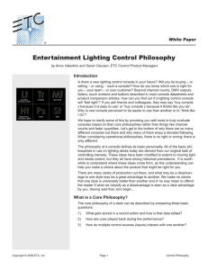 Entertainment Lighting Control Philosophy