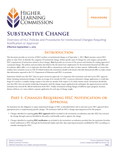 Substantive Change: Overview of HLC Policies and Procedures for