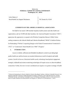 AHA to FCC: Comments on the Rural Health Care Program`s
