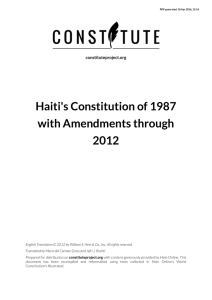 Haiti`s Constitution of 1987 with Amendments through