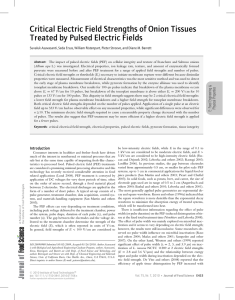 Critical Electric Field Strengths of Onion Tissues Treated by Pulsed