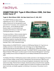 CEQM77HD ECC Type 6 95x125mm COM, 3rd Gen Intel Core i7