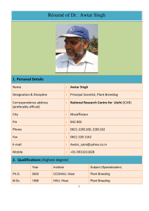 Résumé of Dr. Awtar Singh - National Research Centre on Litchi