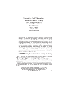 Mutuality, Self-Silencing, and Disordered Eating in College Women