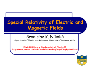Special Relativity of Electric and Magnetic Fields