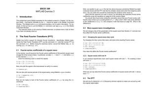 EECE 359 MATLAB Exercise 3 1 Introduction 2 The Fast Fourier