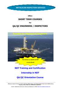 SHORT TERM COURSES QA/QC ENGINEERS / INSPECTORS