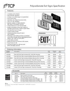 Polycarbonate Exit Signs Specification