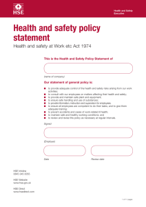HSE: Health and safety policy statement