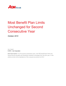 Most Benefit Plan Limits Unchanged for Second Consecutive