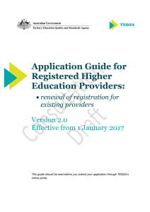 Application Guide for Renewal of Registration for Existing Providers