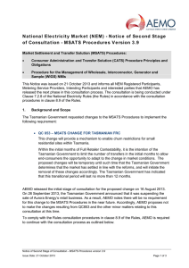 Notice of Consultation MSATS Procedures