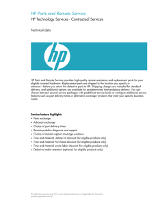 HP Parts and Remote Service data sheet