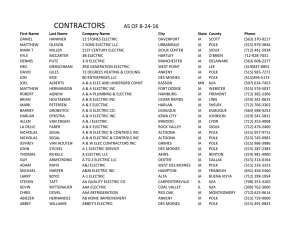 CONTRACTORS AS OF 8-24-16