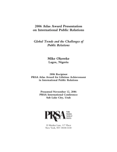 2006 Atlas Award Presentation on International Public Relations