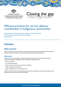 Effective practices for service delivery coordination in Indigenous