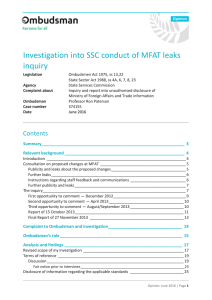 Investigation into SSC conduct of MFAT leaks inquiry