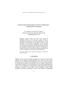 Ferroresonance Phenomenon in Power Transformers