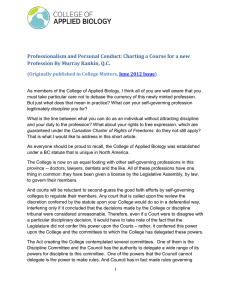 Professionalism and Personal Conduct