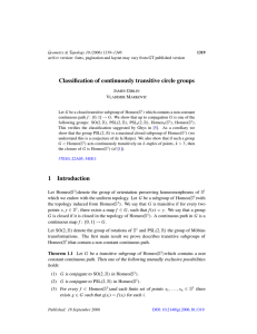 Classification of continuously transitive circle groups 1