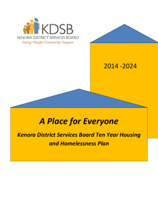 Housing and homelessness plan - Kenora District Services Board