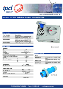 Spec Sheet: IEC309 Switched Socket, Horizontal 16A