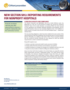 New Section 501(r) Reporting Requirements for