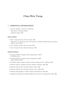 Chau-Wen Tseng - UMD Department of Computer Science