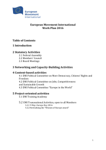 European Movement International Work Plan 2016 Table of