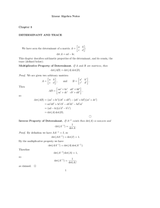 Linear Algebra Notes Chapter 3 DETERMINANT AND TRACE We