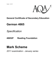 GCSE German Mark Scheme Unit 02 - Reading