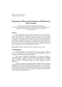 Programme of Research Development of Mechatronic Drive Systems
