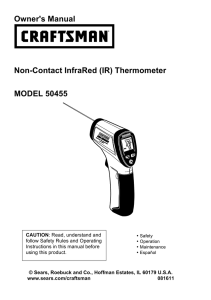 Owner`s Manual Non-Contact InfraRed (IR) Thermometer MODEL