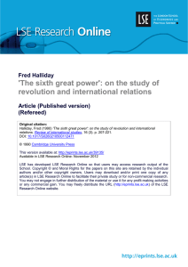 `The sixth great power`: on the study of revolution and international