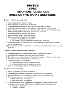 PHYSICS II PUC IMPORTANT QUESTIONS THREE OR FIVE
